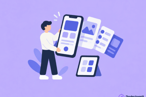 Мобільний розробник із великим смартфоном та екранами застосунку