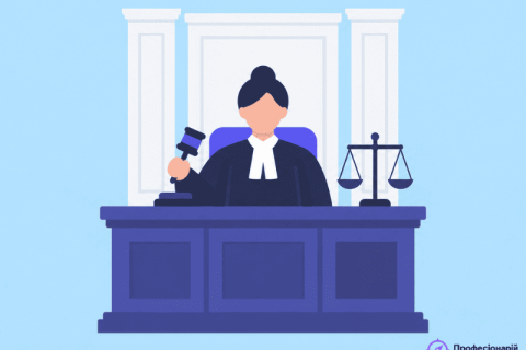 Суддя за суддівською кафедрою з молотком
